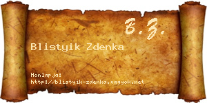 Blistyik Zdenka névjegykártya